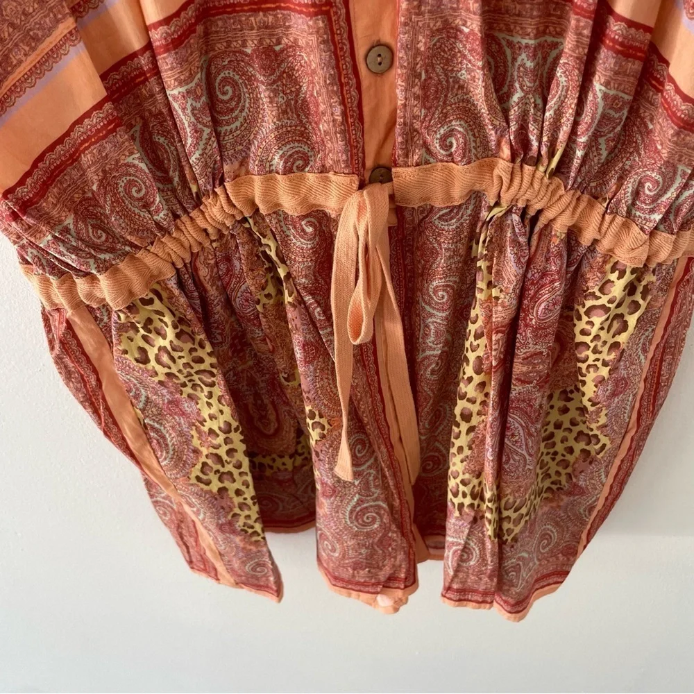 Free People Intimately Paisley Leopard Print Short Sleeve Romper - 37618